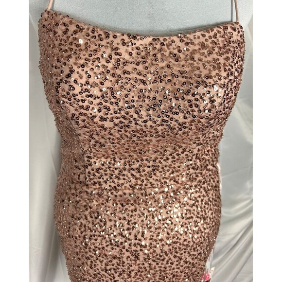 PromGirl Sequin dress, Rose Pink, Laceup Back, Size 14, NWT - Picture 2 of 7